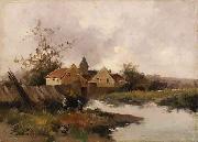 Eugene Galien-Laloue Village au Bord de Eau oil painting on canvas